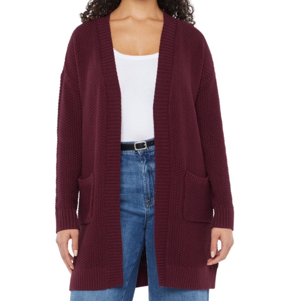 New GAP Burgundy Cozy Knit Pocket Cardigan